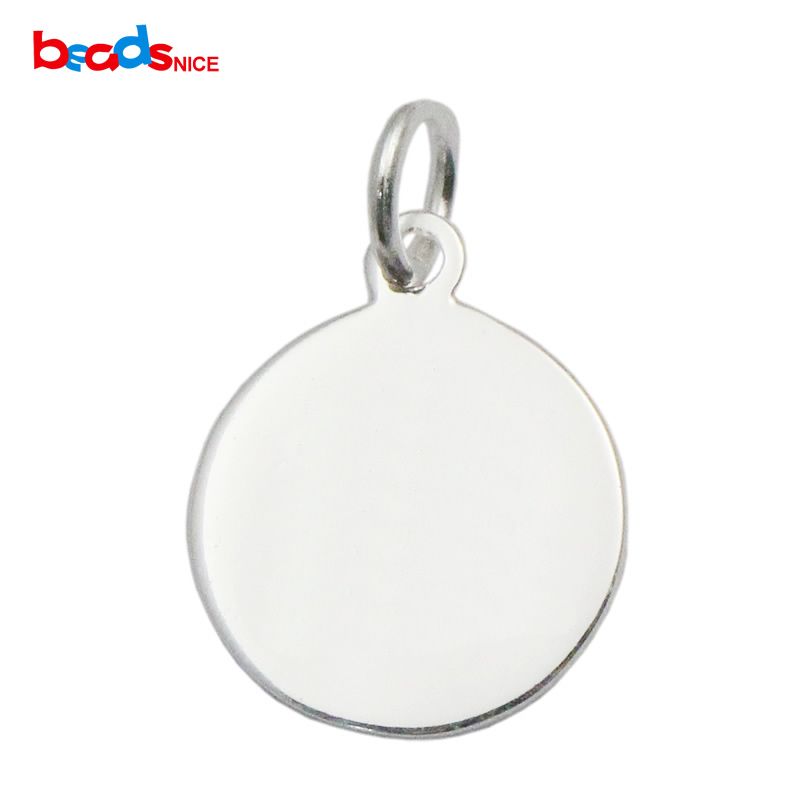 925 Sterling Silver Polished Circle with Design Charm Pendant