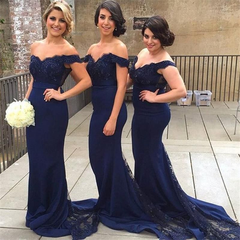 marine blue bridesmaid dresses