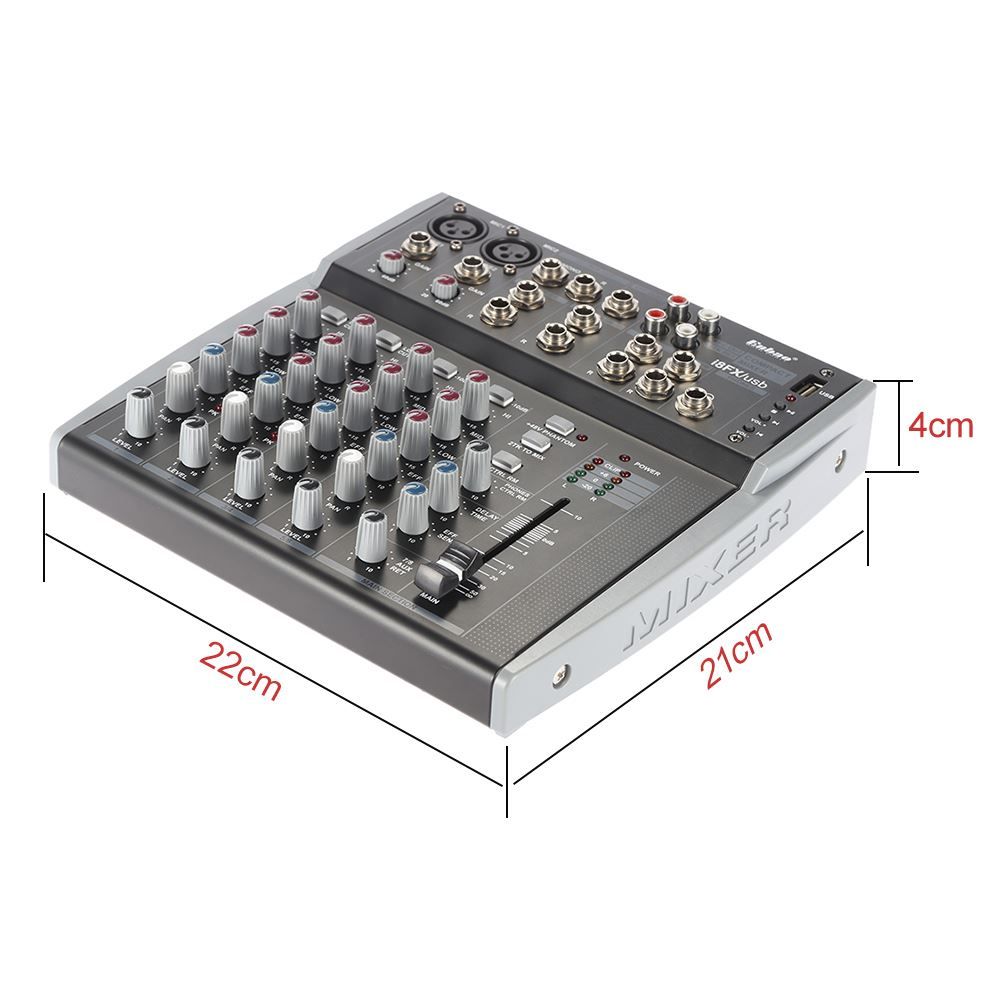8 Channels 3 Band EQ Audio Music Mixer Mixing Console With USB XLR LINE
