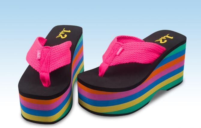 rocket dog rainbow flip flops