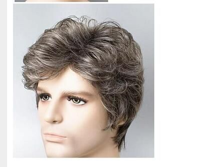Middle Aged And Old Man White Wig Short Curly Hair Fleeciness