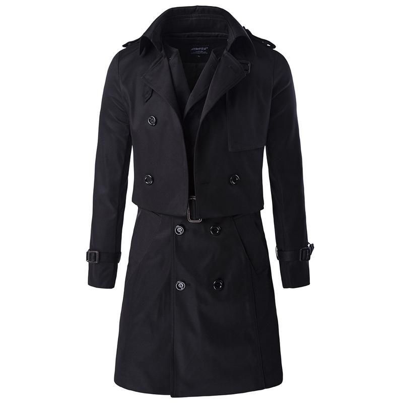 Compra Moda Niza Larga Gabardina Negra Para Hombre Marca Dos Piezas Manteau  Homme Casual De Doble Botonadura Para Hombre Abrigo Cuello Abajo Cazadora  Barato | Entrega Rápida Y Calidad | Es.Dhgate
