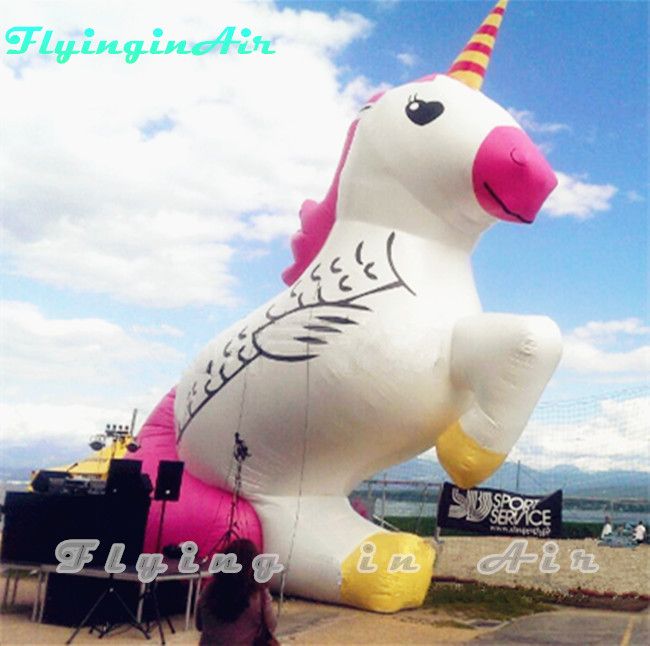 2021 5m Noble Inflatable Unicorn Outdoor Pure White Unicorns Shown For