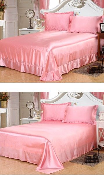 Silk Bedding Sets Bed Sheet Set Fitted Satin Bedspread Linen