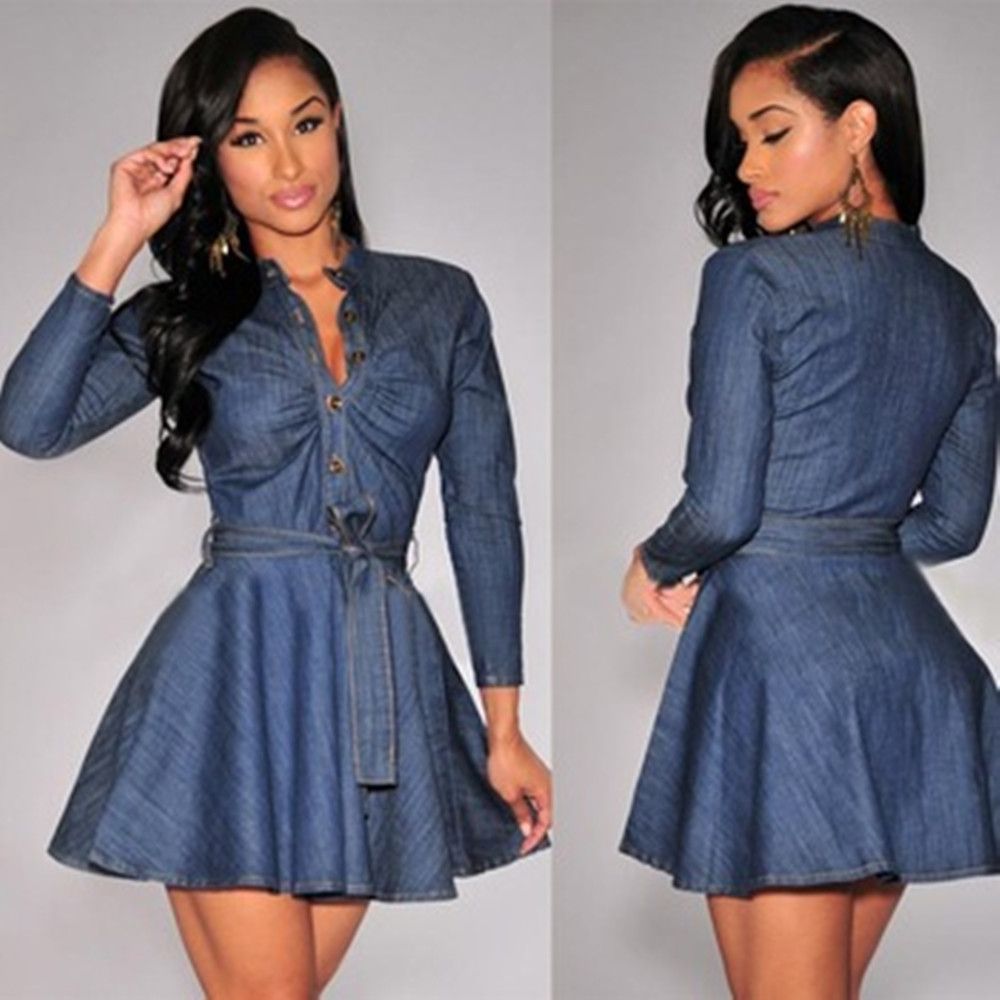 denim dress going out