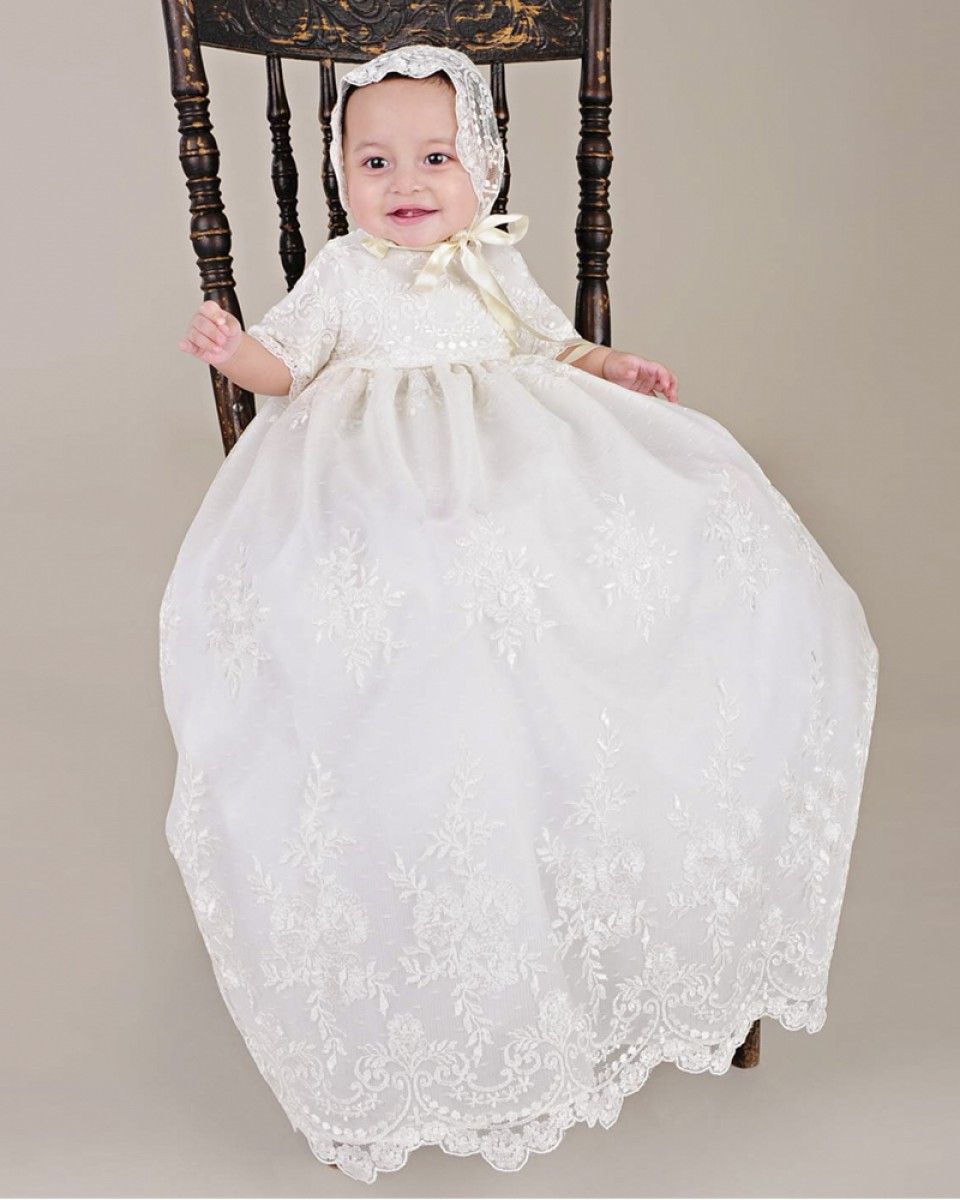 white lace christening dress