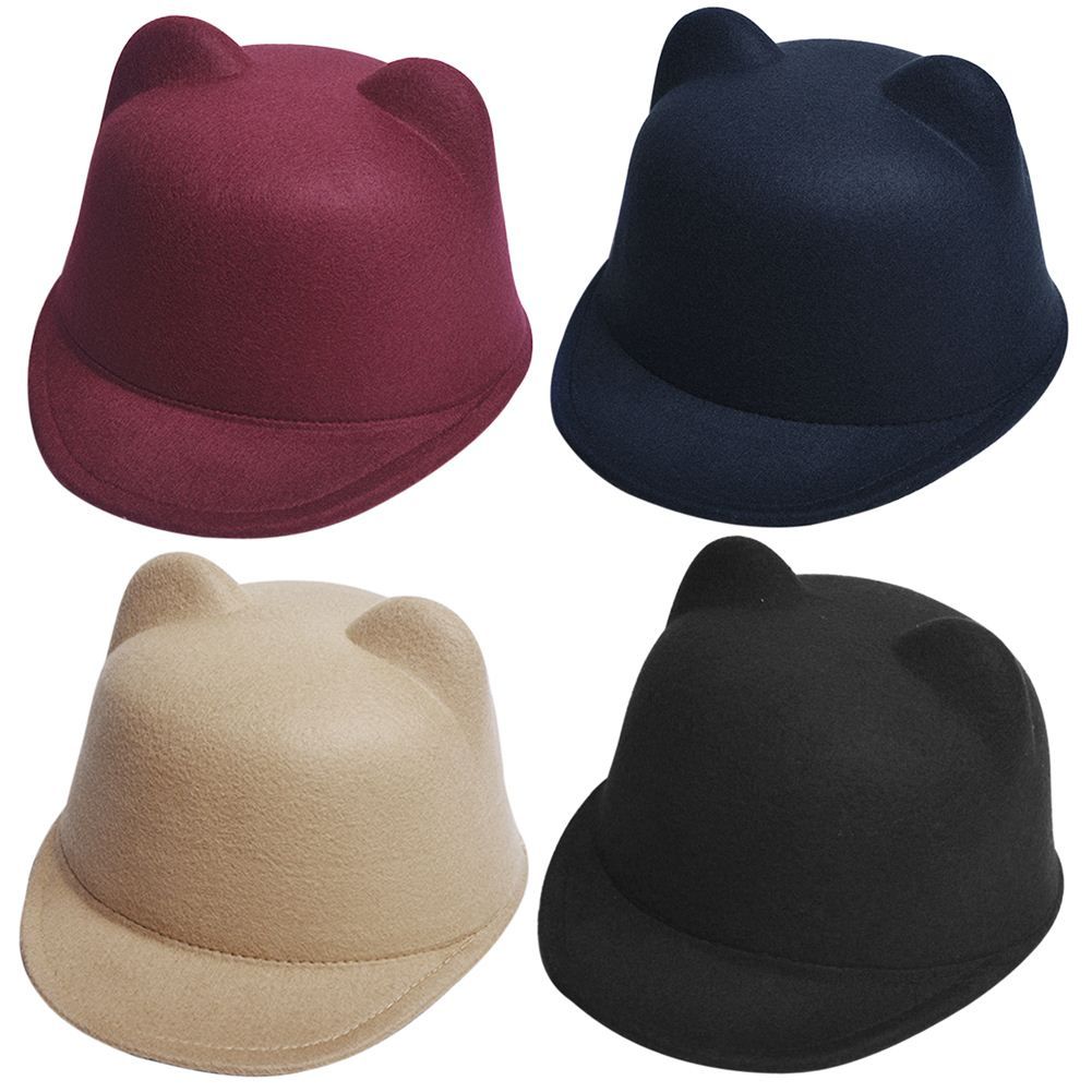 Acquista Cappello Bombetta Fedora Carino Gattino Orecchie Di Gatto Lana Da  Bowling Derby Berretto 4solid Colore Accessori Abbigliamento Donna  Spedizione DM # 6 A 6,98 € Dal Nonion | DHgate Italy