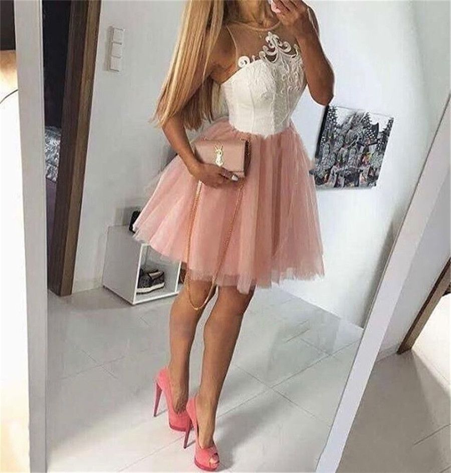 Красивые Американские Девушки Платье Пром Платье Sheer Шеи Рукавов Рябить Вечерние Платья Выше Колен Театрализованное Вечерние Платья Мини От 10 479 руб.