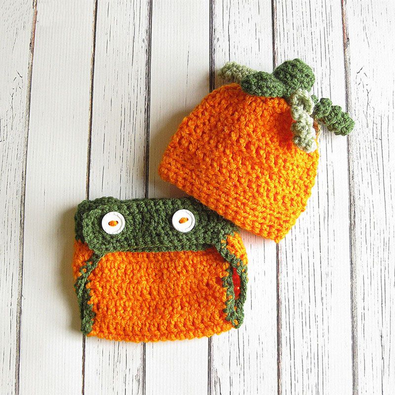 Baby Photo Prop UK New Crochet Halloween Pumpkin Hat /& Boots Set Gift
