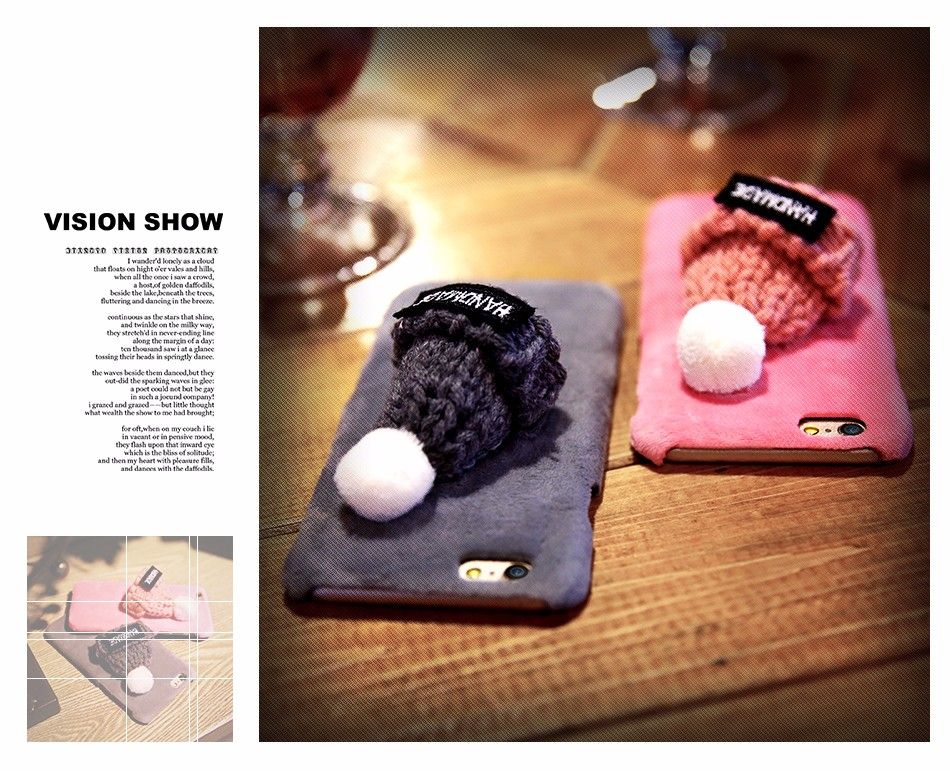 Fashion Handmade Plush Hat Cover For IPhone 7 Plus 6 6s Plus Cute