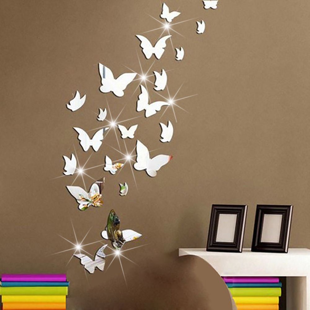 Décoration papillon 3D stickers wall art miroir surface Papillons Autocollant
