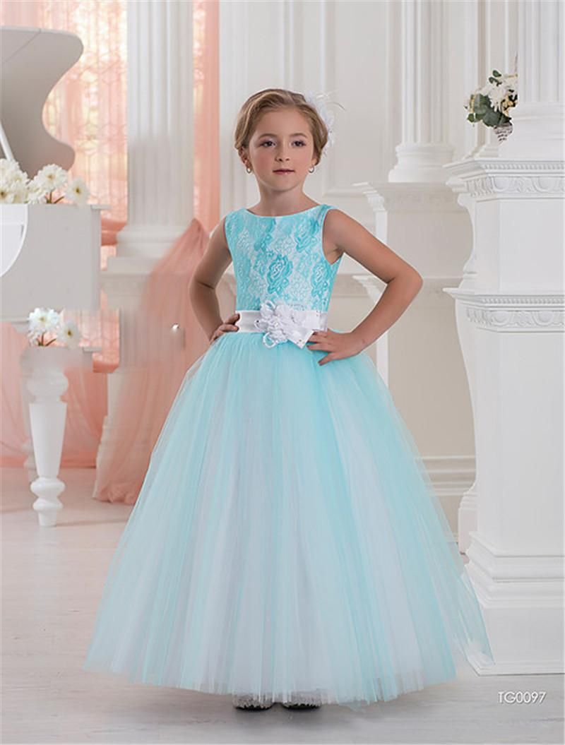 purple and teal flower girl dresses