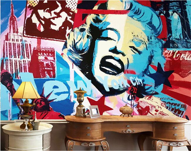 Grosshandel 3d Wandbild Customized Graffiti Tapete Amerika Freiheitsstatue Marilyn Monroe Wandbild 3d Zimmer Wand Papier Fur Wohnzimmer Von Fumei66