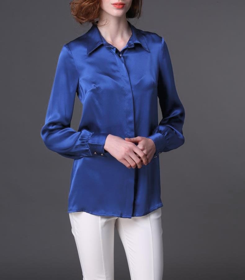 35 Farben erhältlich Frauen Satin Kittel Schürze Push Button In Bluse S TO 3XL 