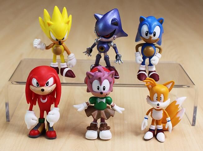 Sonic Shadow Tails Characters 6 Piece Action Figures Toy Hedgehog Model Figurine