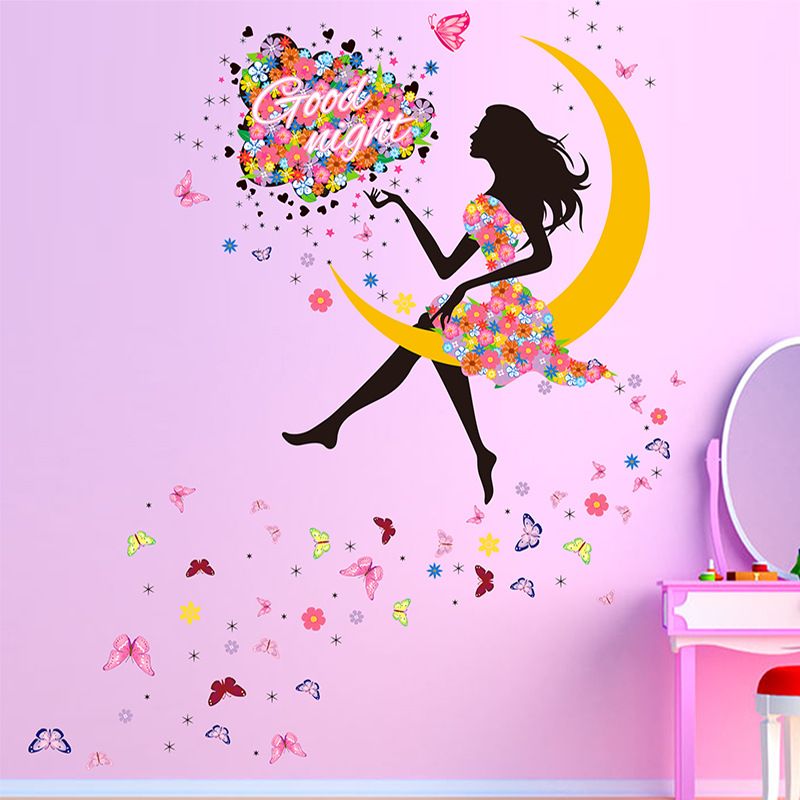 Butterfly Princess Wall Stickers Decal For Home Decor Moon Girl