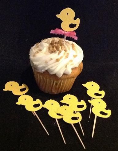 Custom Cute Gender Neutral Baby Shower Yellow Duck Cupcake Picks