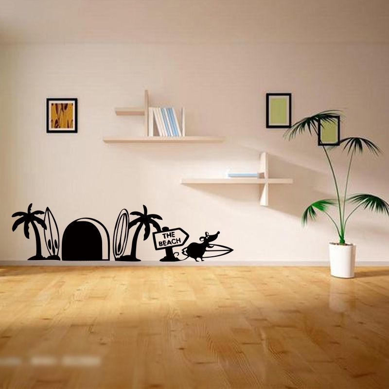 Grosshandel Maus Loch Wand Kunst Aufkleber Surfen Strand Mause