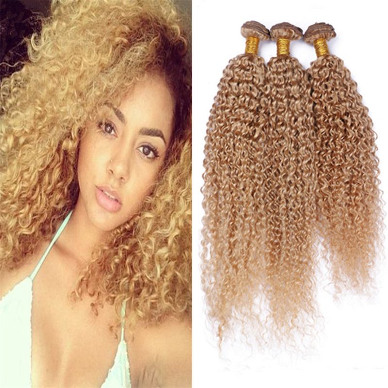 Peruvian Honey Blonde Curly Hair Pure 27 Blonde Deep Curly 100