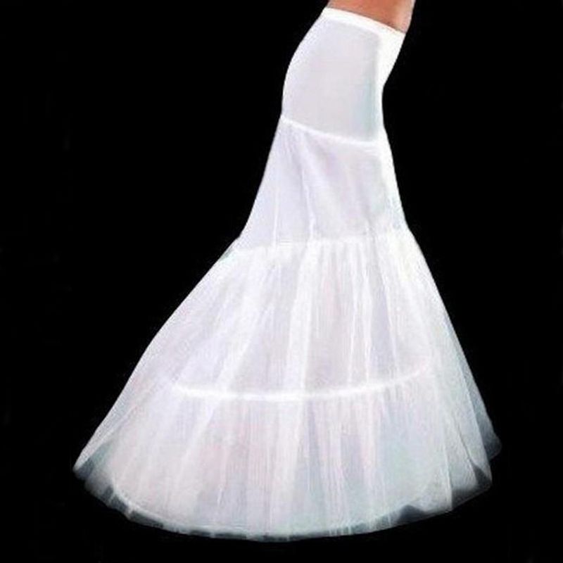 Mermaid 2 Hoop Fishtail Bridal Wedding Petticoat Underskirt Crinoline Prom Dress 