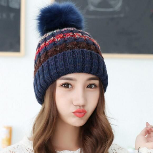 Gorro De Punto Para Dama Sombrero De Piel De Punto Para Muje Gorro De Punto Para Dama Sombrero De Piel De Punto Para Muje