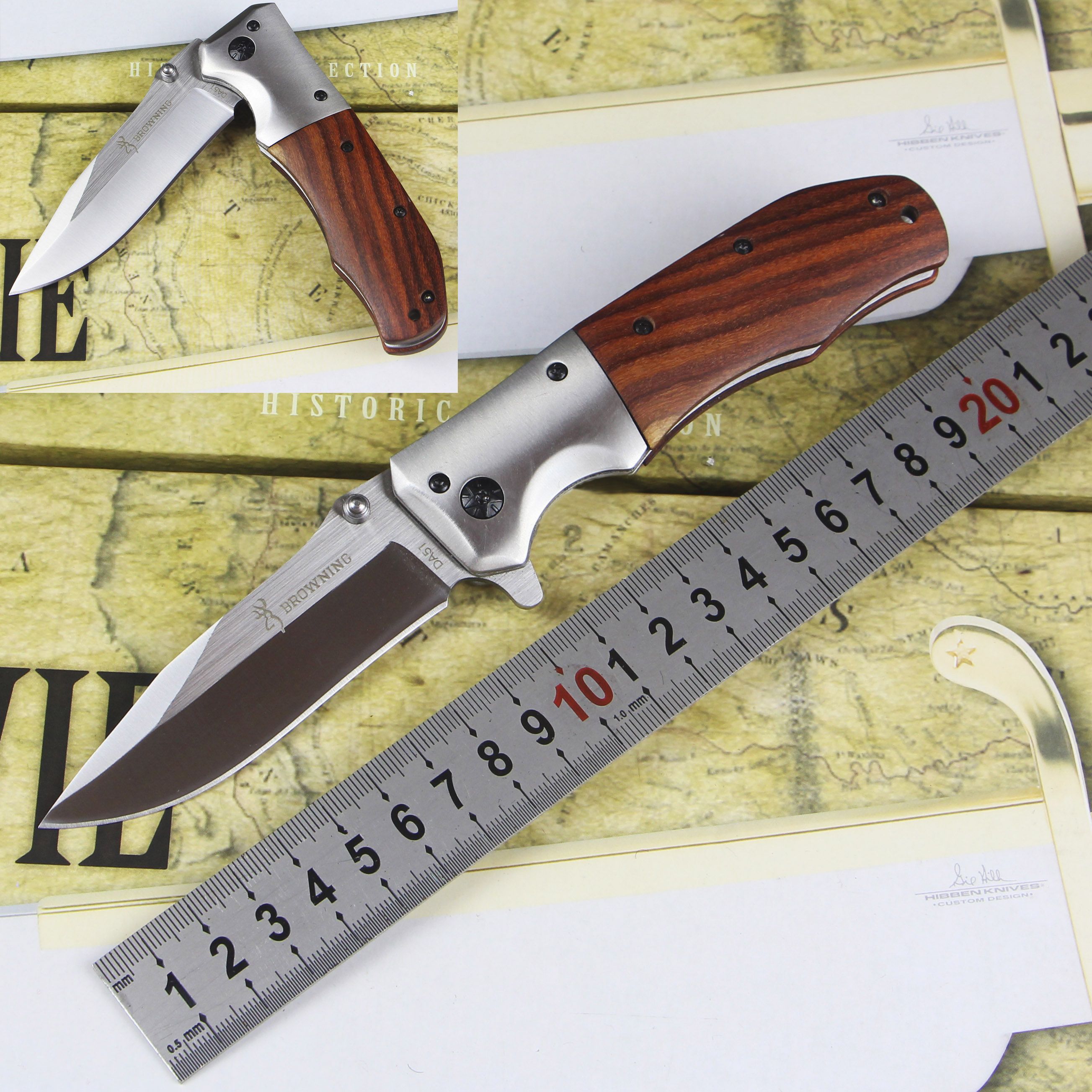 Browning DA51 Folding Hunting Knife 440C Blade Survival Pocket Knives