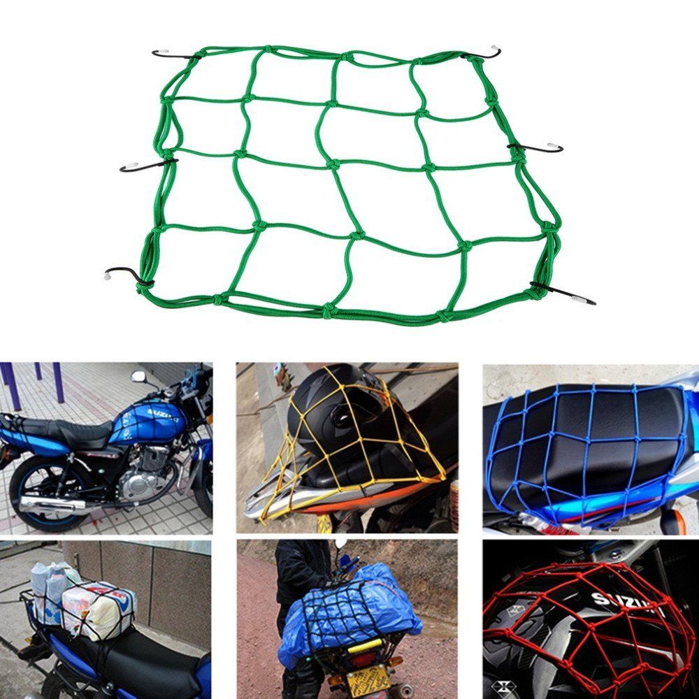 Motorbike Motorcycle Helmet Bungee Luggage Cargo 6 Hooks Black Net Hold Down US 