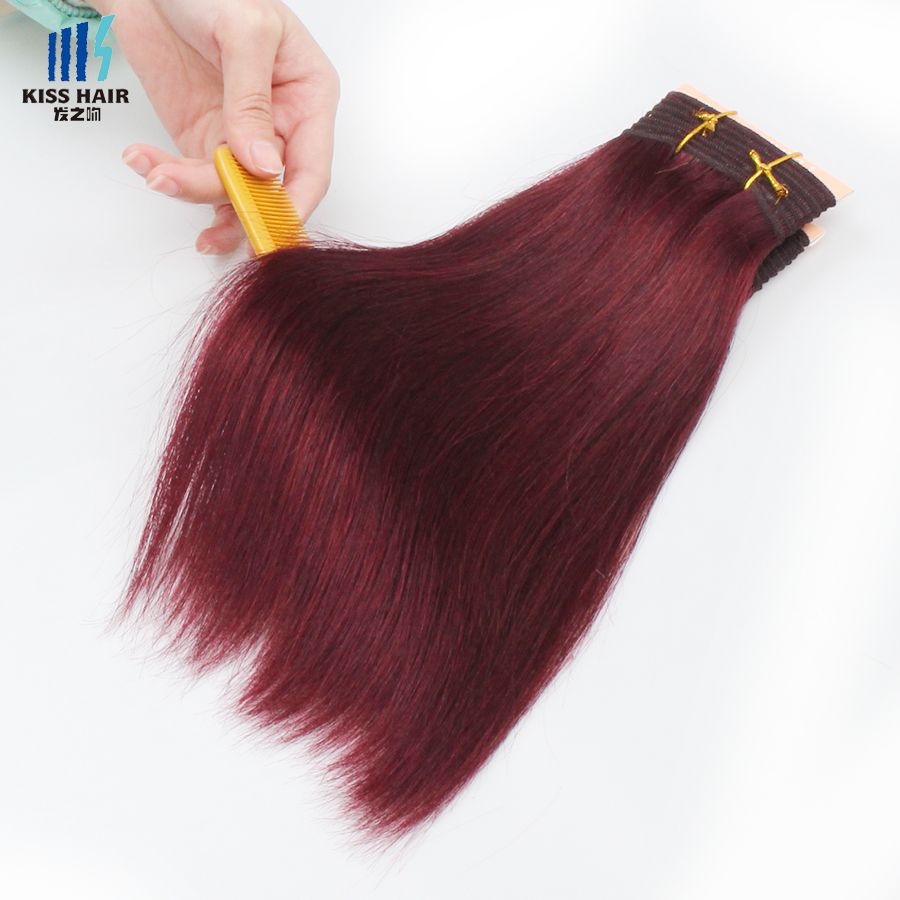 400g 99j Burgundy Dark Wine Red Remy Hair Bundles Silky Straight Body Wave Deep Curly Quality Colored Brazilian Human Hair Weave Canada 2019 From