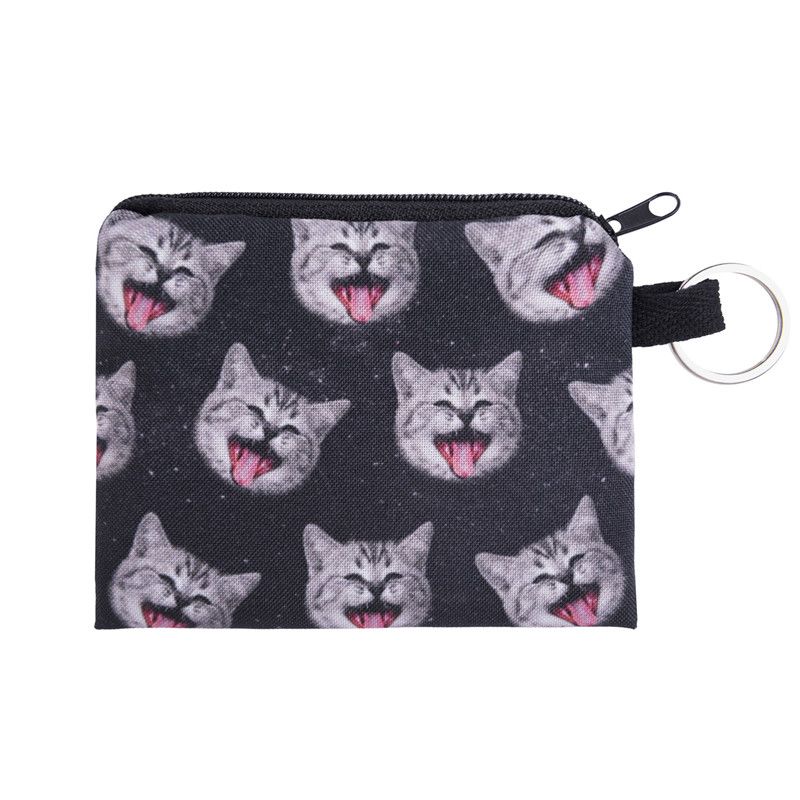 Leopard,Tiger,Pink Flowers Pattern Canvas Change Coin Purse Small Cute Money Bag with Zip