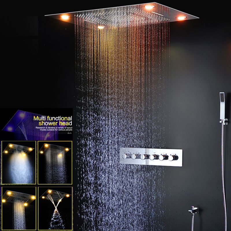 2019 600 800mm Large Rainfall Shower Head Ceiling Mounted Waterfall Massage Spa Led Shower Faucets Set Bathroom Luxury Shower Bath From Jmhm 1426 12