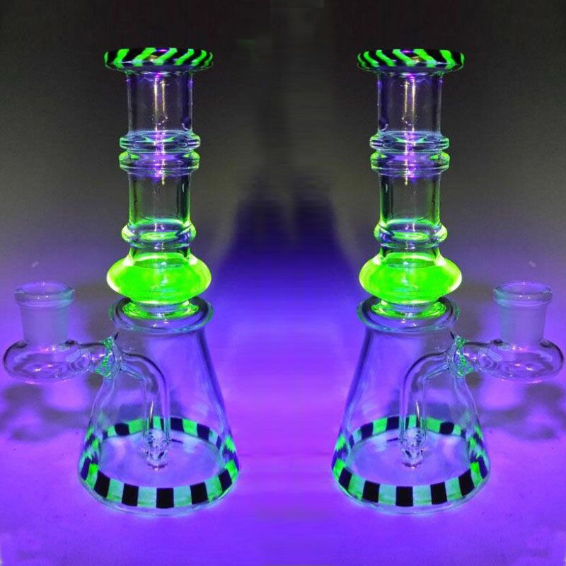 2021 Top Quality Uv Material Glass Bongs 18 Cm Tall Noctilucent Heady