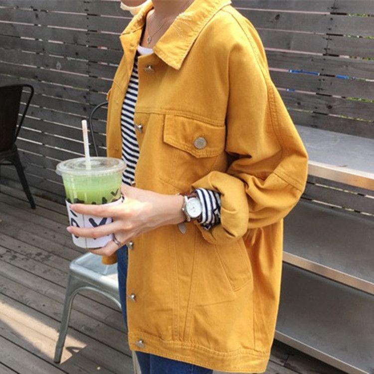 yellow jeans jacket
