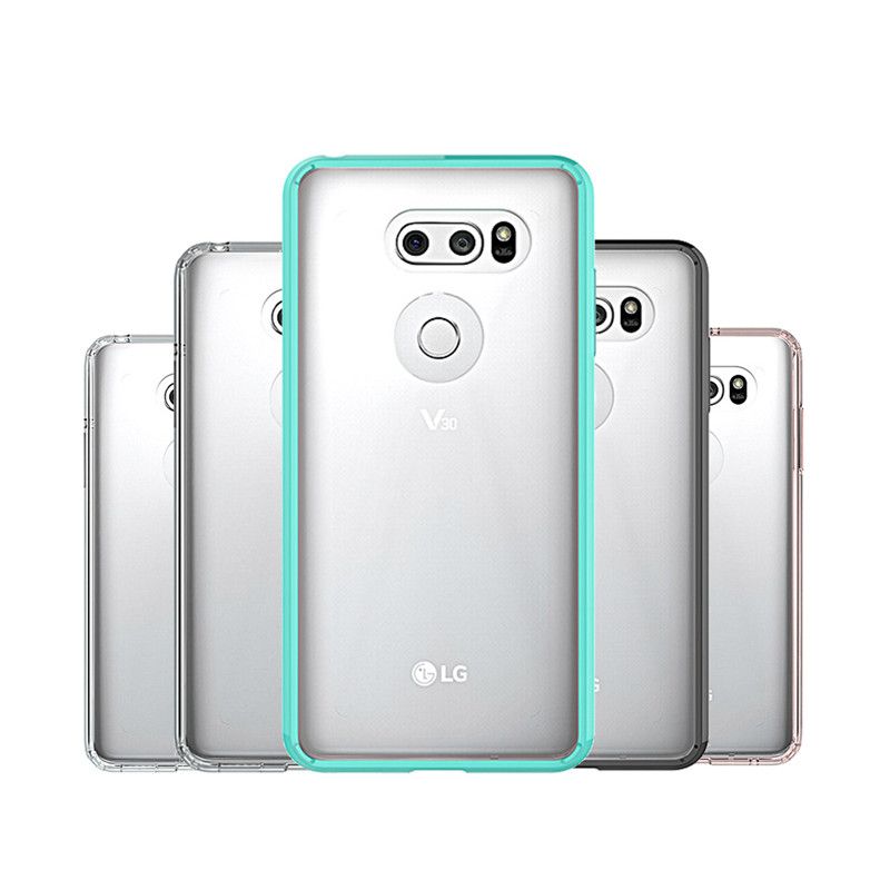 For LG V30 Case Hybrid Soft TPU Bumper + Clear PC Back Cover Case For