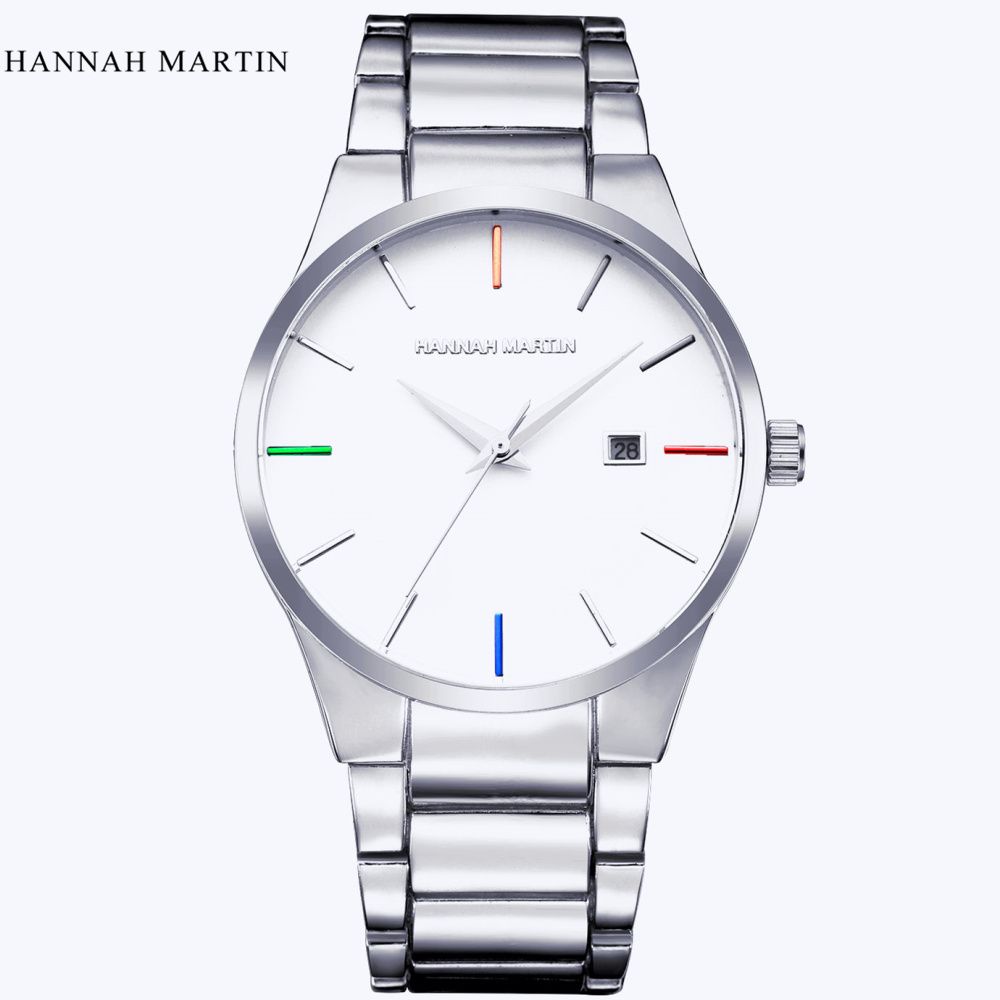 satin al hannah martin luks saatler moda cuzdani paslanmaz celik saat erkekler watch otomatik tarih erkekler watch su gecirmez saat saat erkek kol