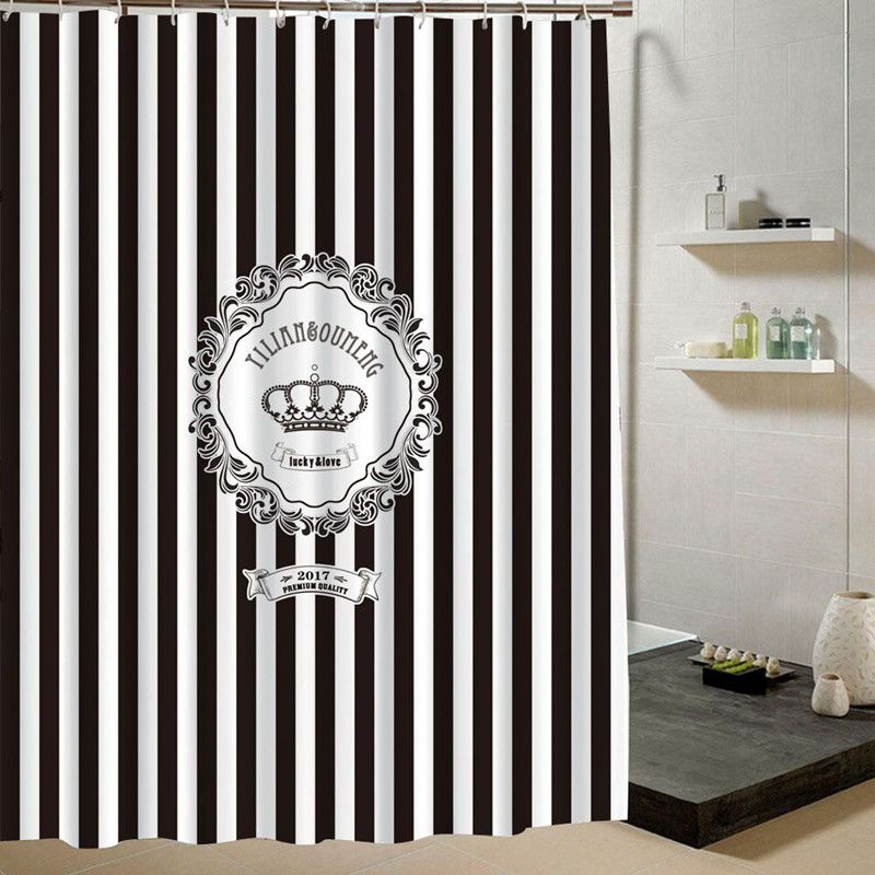 2021 Waterproof Black White Stripes, Fashion Shower Curtain