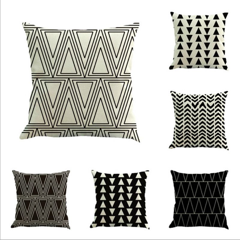 Print Cushion Cases Square Sofa Black And White Covers Nordic