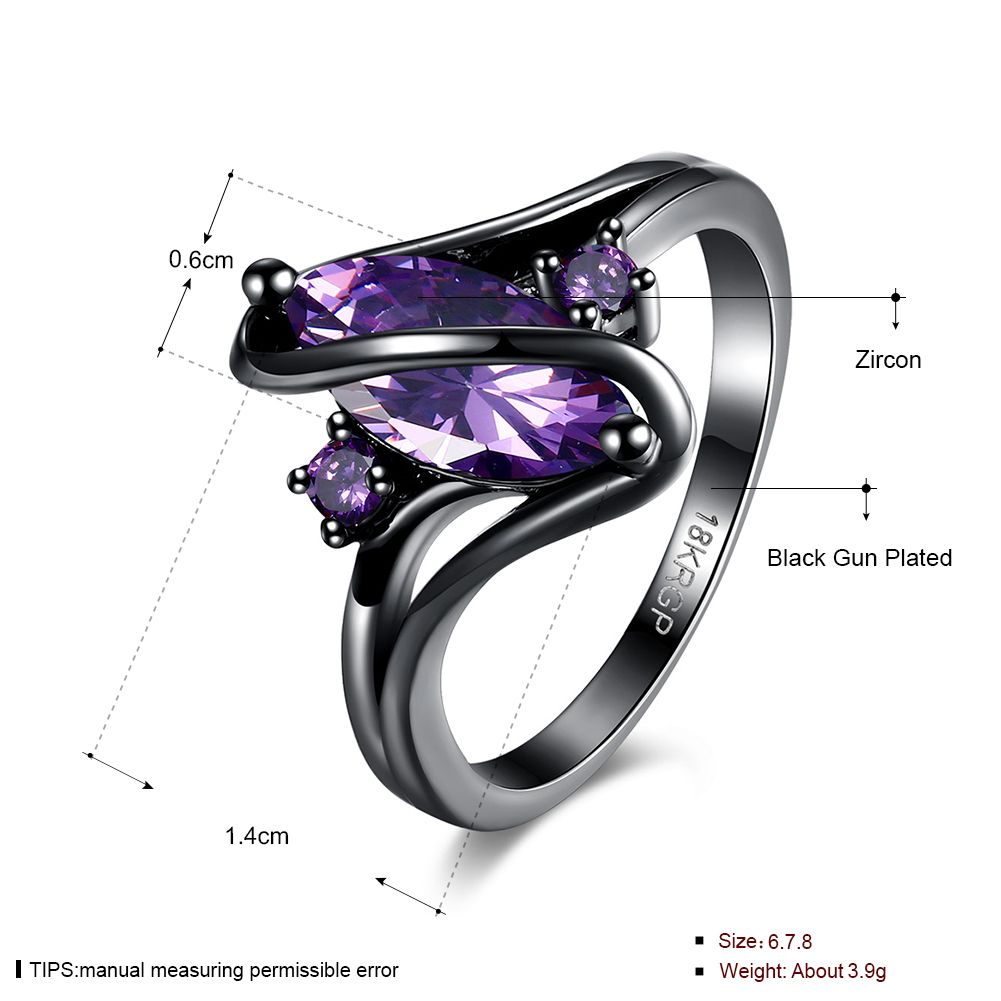 Para mujer Anillo de cristal púrpura bañado en oro blanco