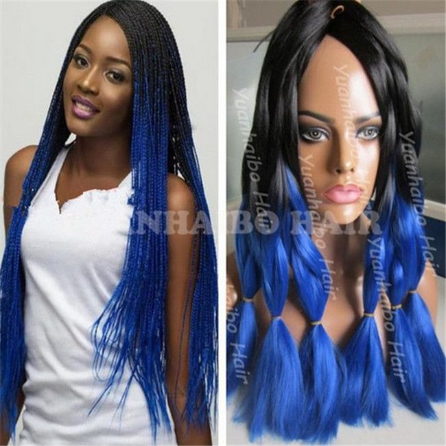 2019 Wholesale Cheap Price 20inch Ombre Black Blue Ombre Jumbo