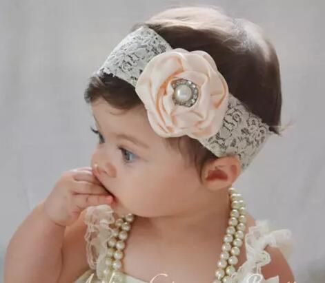 Flores infantiles perlas Niña de encaje Headwear Accesorios de fotografía de bebé para niños