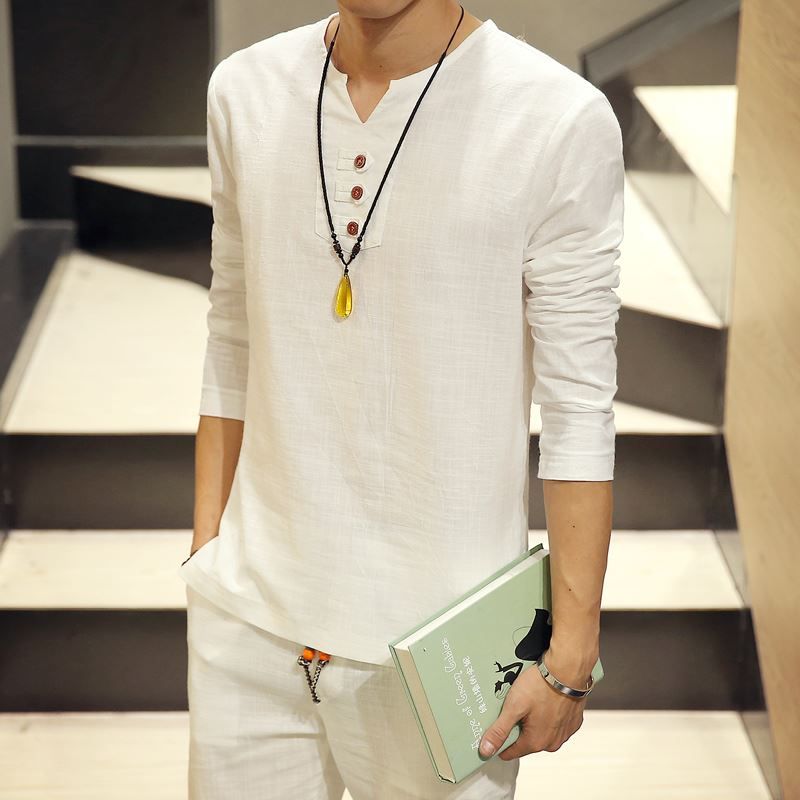 2020 Hot Sale 2017 Summer New Style Chinese Vintage Style Men Shirt V Neck Long Sleeve Linen Shirts For Men Plus Size Clothing 5xl From Nicolan 36 53 Dhgate Com