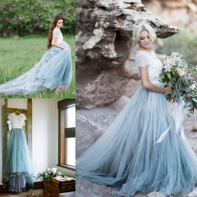 boho blue wedding dress