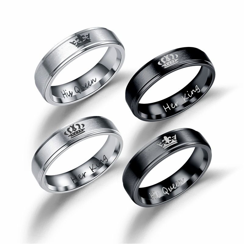 Her King His Queen Ring Letter Stainless Steel Ring Band Ring