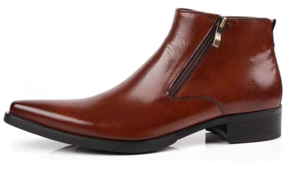 Genuine Leather Black Pointed Toe Luxury Fashion Classic Business