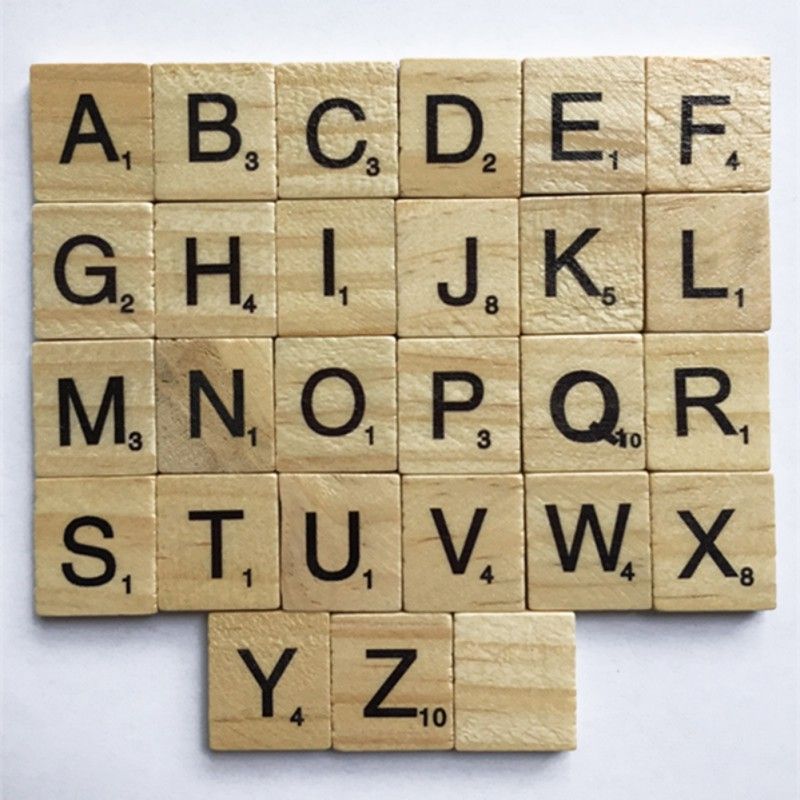 100 Wooden Alphabet Scrabble Tiles Black Letters & Numbers For Crafts Wood 100 Wooden Alphabet Scrabble Tiles Black Letters & Numbers For Crafts Wood