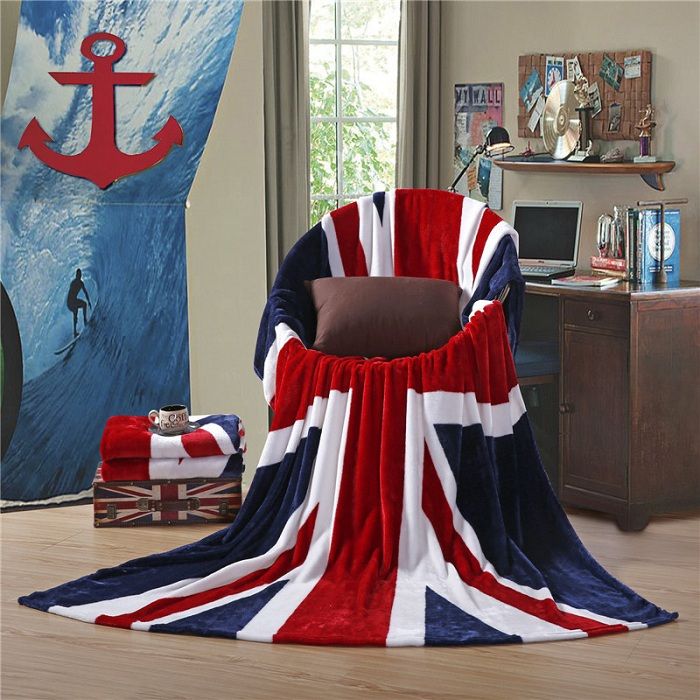 Grueso Suave Bandera Americana Bandera Británica nos USA Reino Unido Bandera Manta Sofá Ropa de cama de aire