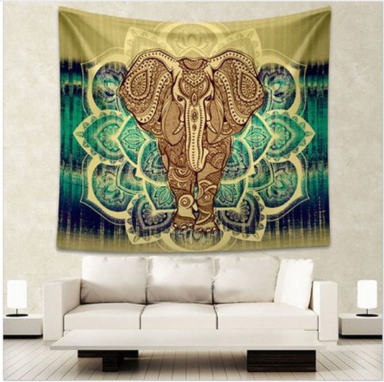 Manta India Hippie Playa Doble De Elefante Colgante De Pared Mandala 100% algodón