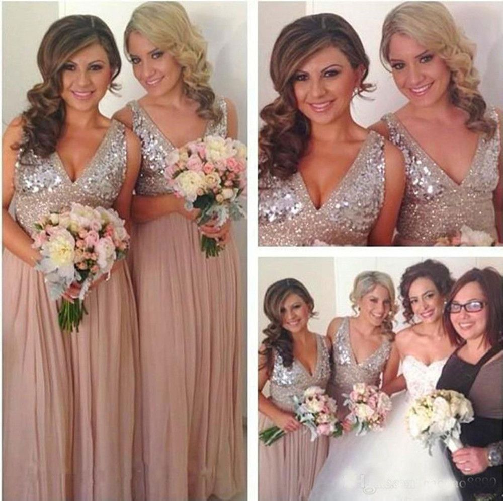 pink and silver bridesmaid dresses