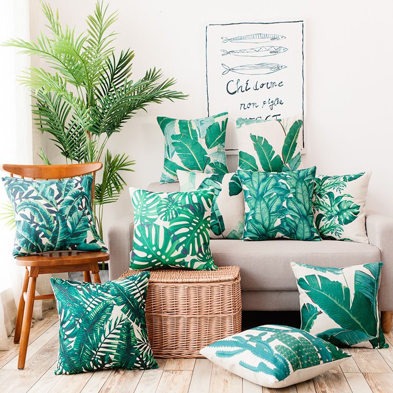HOSNYE Hibiscus Flowers Throw Pillow Case Cushion Covers Summer Colorful Hawaiian Tropical Plants Palm Leaf Cotton Linen for Couch Bed Sofa Car Waist 18 x 18 inch HOSNYE Hibiscus Flowers Throw Pillow Case Cushion Covers Summer Colorful Hawaiian Tropical Plants Palm Leaf Cotton Linen for Couch Bed Sofa Car Waist 18 x 18 inch