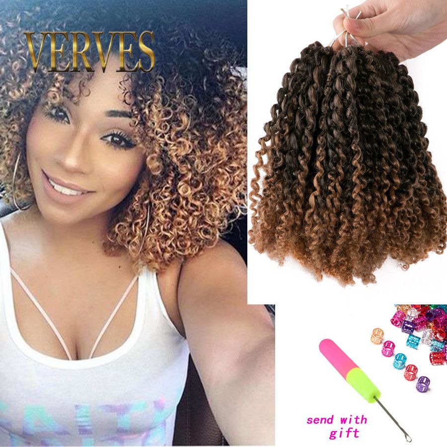 Wholesale Synthetic Kinky Twist Crochet Braids Hair Blonde 8 Inch