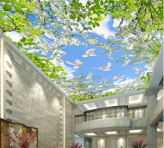 3d Room Wallpaper Custom Mural Non Woven Wall Sticker 3 D Flower Garden Pigeon Sky Ceiling Mural Photo Wallpaper For Walls 3d Nature Desktop Wallpaper